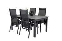 Spisegruppe Levels & Copacabana 160 x 100 + reklinerstol 2-pakk – svart