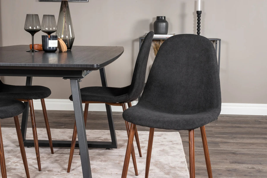 Spisestol Polar & Inca 2-pakk + Rektangulært spisebord 160 x 85 – svart