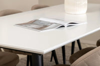 Spisegruppe Jimmy & Velvet rektangulær 195 x 90 + spisestol 2-pakk – hvit og beige