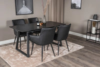 Spisegruppe Inca & Comfort 160 x 85 + 2-pakk spisestoler – svart