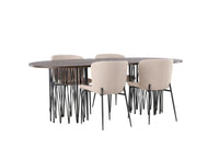 Spisestol Modesto & Stone 2-pakk + Spisebord ovalt 220 x 100 – beige og mokka