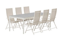 Posisjonsstol Levanzo & Lino 2-pakk + Spisebord rektangulært 220 x 100 – beige