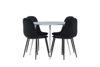 Spisestol Polar & Plaza 2-pakk + Rundt spisebord ⌀100 – svart og grå