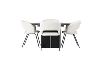 Spisestol 2-pakk + Rundt spisebord ⌀130 – offwhite og svart