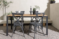 Spisegruppe Break & Tablas 150 x 90 + 2-pakk spisestoler – mørk grå