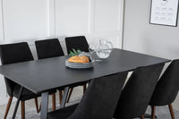 Spisestol Leone & Marina 2-pakk + rektangulært spisebord 180 x 90 – svart