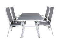 Spisebord Virya & Copacabana rektangulært 160 x 90 + reclinerstol 2-pakk – grå