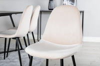 Spisestol Polar & Marina 2-pakk – beige + Spisebord rektangulært 180 x 90 – svart