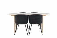 Spisestol Berit & Andy + Ovalt spisebord 180 x 90 – svart og whitewash