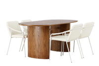 Spisestol Tvist & Isolde 2-pakk + Spisebord ovalt 180 x 90 – beige og natur