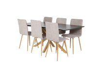 Spisestol Windu & Piazza 2-pakk + Rektangulært spisebord 180 x 90 – lys grå og svart