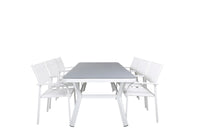 Spisegruppe Virya & Santorini 200 × 100 + 2-pakk spisestol – hvit
