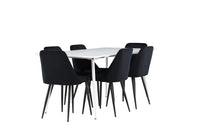 Spisestol Night & Silar 2-pakk + Rektangulært spisebord 180 x 90 – svart og hvit