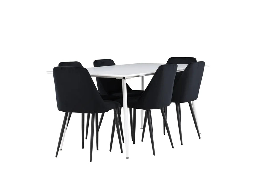 Spisestol Night & Silar 2-pakk + Rektangulært spisebord 180 x 90 – svart og hvit
