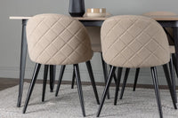 Spisestol Velvet & Tempe 2-pakk + rektangulært spisebord 140 x 80 – beige og valnøtt