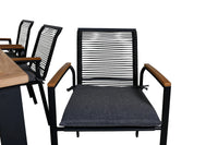 Spisestol Dallas & Panama 2-pakk + rektangulært spisebord 224 x 100 – svart