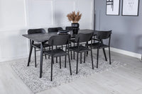 Spisegruppe Sleek & Polly 195 x 95 + 2-pakk – svart