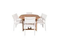 Spisestol Santorini & Kenya 2-pakk + Spisebord ovalt 180 x 120 – hvit og natur