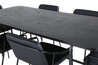 Spisestol Tvist & Uno 2-pakk + Spisebord rektangulært 200 x 90 – svart