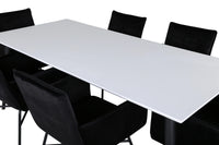 Spisegruppe Jimmy & Petra rektangulær 195 x 90 – hvit og svart