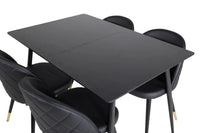 Spisebord rektangulært 120 x 80 + spisestol 2-pakk – svart
