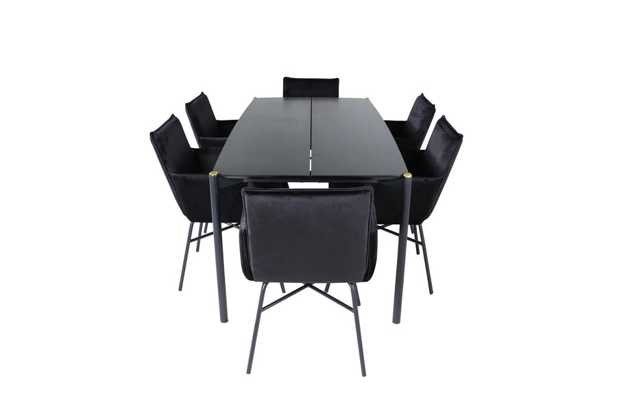 Spisegruppe Pelle & Petra 190 x 90 – svart
