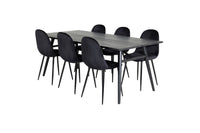 Spisegruppe Sleek & Polar rektangulær 195 x 95 + 2-pakk spisestoler – svart