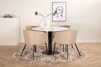 Spisegruppe Berit & Estelle rund ⌀106 – beige og hvit