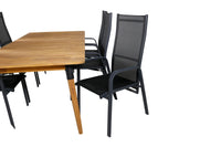 Spisegruppe Julian & Copacabana rektangulært spisebord 210 x 100 + 2-pakk reclinerstoler – natur og svart
