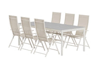 Posisjonsstol Levanzo & Lino 2-pakk + Spisebord rektangulært 220 x 100 – beige