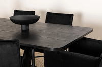 Spisestol Petra & Uno + Rektangulært spisebord 200 x 90 – svart