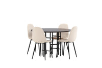 Spisestol 2-pakk – beige + Spisebord rundt ⌀115 – mocca