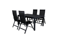 Posisjonsstol Albany & Marbella 2-pakk + Rektangulært spisebord 160 x 100 – svart