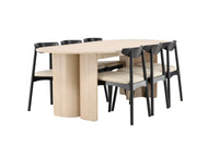 Spisestol Ven & Tyresö 2-pakk – svart + Spisebord ovalt 220 x 100 – hvitvasket