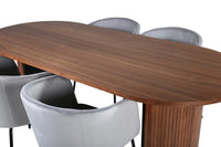 Spisegruppe Berit & Bianca oval 200 x 90 – grå og valnøtt