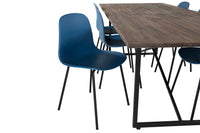 Spisestol Arctic & Padang 2-pakk – blå + rektangulært spisebord 250 x 100 – natur