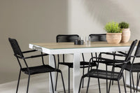 Spisestol Lindos & Merlo 2-pakk – svart + rektangulært spisebord 200 x 90 – hvit