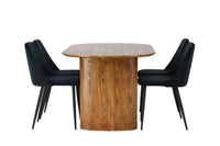 Spisestol Night & Isolde 2-pakk + Spisebord ovalt 180 x 90 – svart og natur