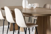 Spisestol Polar & Bootcut 2-pakk + Spisebord ovalt 230 x 115 – beige og natur
