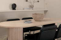 Spisestol Tvist & Bianca 2-pakk, svart + Ovalt spisebord 200 x 90 – hvitvasket