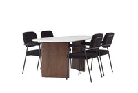 Spisegruppe oval 180 x 90 2-pakk – lys grå og svart