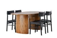 Spisestol Montros & Isolde 2-pakk – svart + Spisebord ovalt 180 x 90 – natur