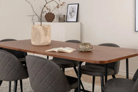 Spisegruppe Uno & Velvet 200 x 90 + spisestol 2-pakk – natur og grå