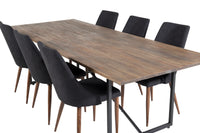 Spisestol Leone & Padang 2-pakk – svart + rektangulært spisebord 250 x 100 – natur