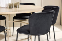 Spisestol Edina & Copenhagen 2-pakk – svart + Rundt spisebord ⌀140 – hvitvasket