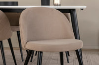 Spisegruppe Jimmy & Velvet rektangulær 150 x 90 + 2-pakk spisestol – hvit og beige