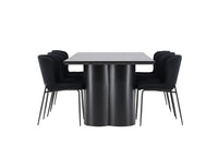 Spisestol Modesto & Olivia 2-pakk + rektangulært spisebord 210 x 100 – svart