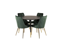 Spisegruppe Dipp & Velvet Deluxe Rund ⌀115 + 2-pakk spisestoler – svart og grønn