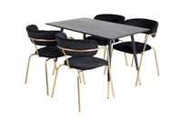 Spisestol Arrow & Dipp 2-pakk + Rektangulært spisebord 120 x 85 – svart