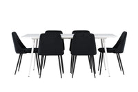 Spisestol Night & Silar 2-pakk + Rektangulært spisebord 180 x 90 – svart og hvit
